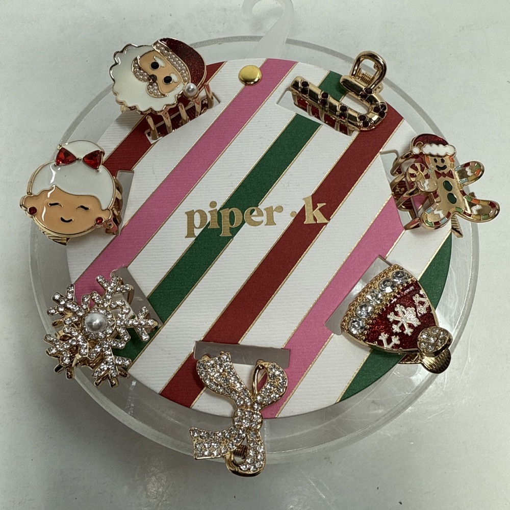 Piper‎ K Christmas Hair Clips 7 Unique Clips Sparkles Pearly Beads Big Or Little